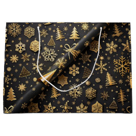 Elegantes Black and Gold Weihnachtsgeschenk Große Geschenktüte
