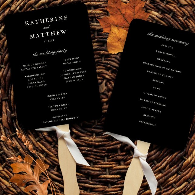 Elegantes Black and Ivory-Hochzeitsprogramm Fächer (Von Creator hochgeladen)