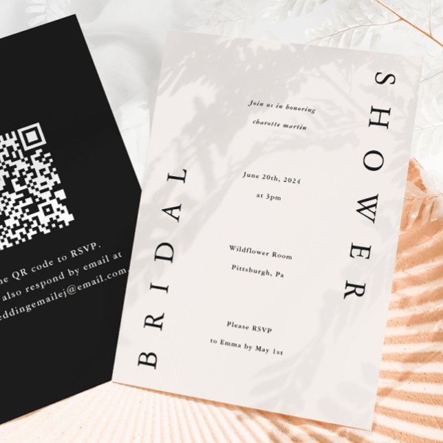 Elegantes Black and Taupe Brautparty Einladung (Von Creator hochgeladen)