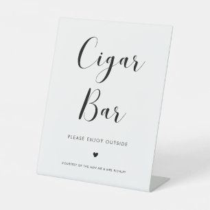 Elegantes Black and White Wedding Cigar Bar Sockelschild
