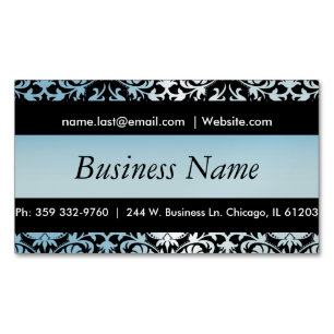 Elegantes Black & Aqua Blue Damask Design Magnetische Visitenkarte