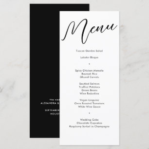 Elegantes Black Blüh Calligraphy Wedding Dinner Menükarte