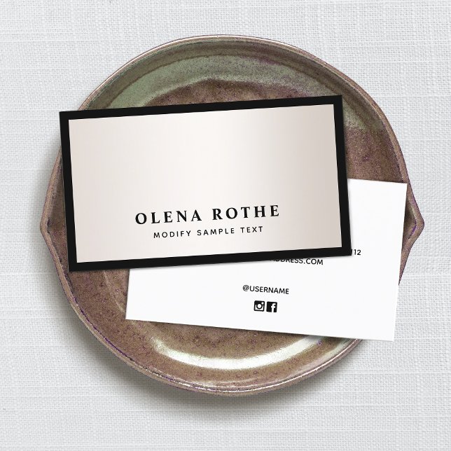 Elegantes Black Border Satin Gold Beruflich Telefonnummerkarte (Von Creator hochgeladen)