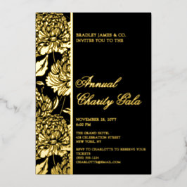 Elegantes Black Botanical Wohltätigkeit Event Gala Folieneinladung
