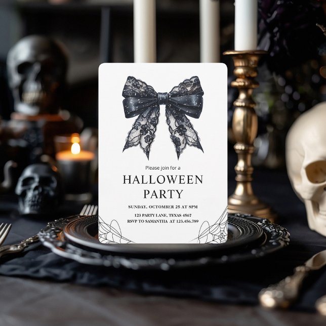 Elegantes Black Bow-Halloween-Party Feiertagskarte (Von Creator hochgeladen)