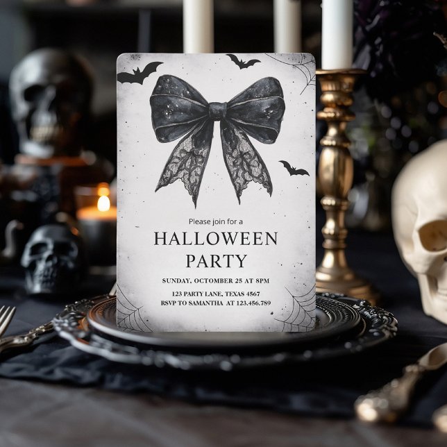 Elegantes Black Bow-Halloween-Party Feiertagskarte (Von Creator hochgeladen)