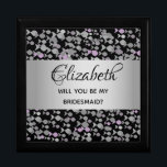 Elegantes Black Bridesmaid-Vorschlagskästchen Erinnerungskiste<br><div class="desc">Moderne,  elegante,  Imitate silber und schwarz Bridesmaid Angebot Box mit einzigartigem schicken abstrakten Muster.</div>