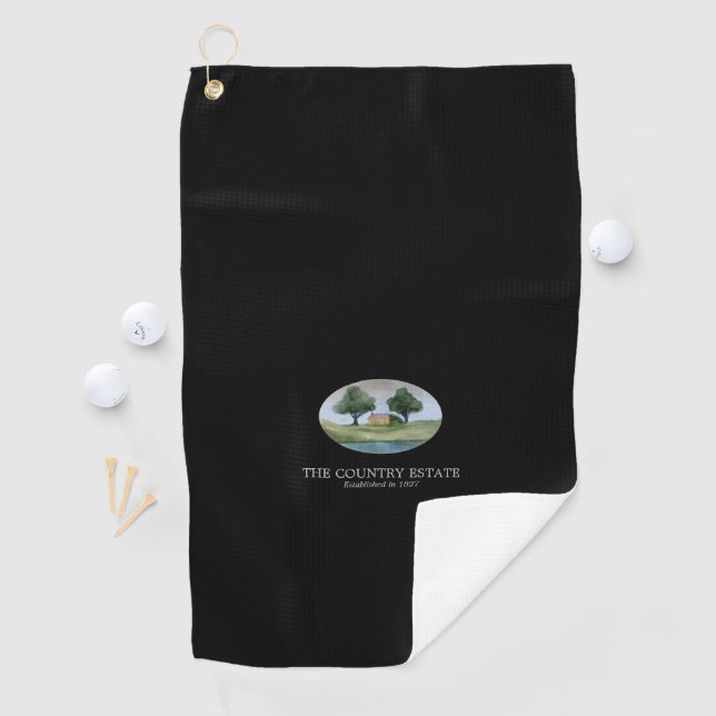 Elegantes Black Business Personalisiert Golfhandtuch (Insitu)