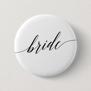 Elegantes Black Calligraphy Bride Brautparty Button