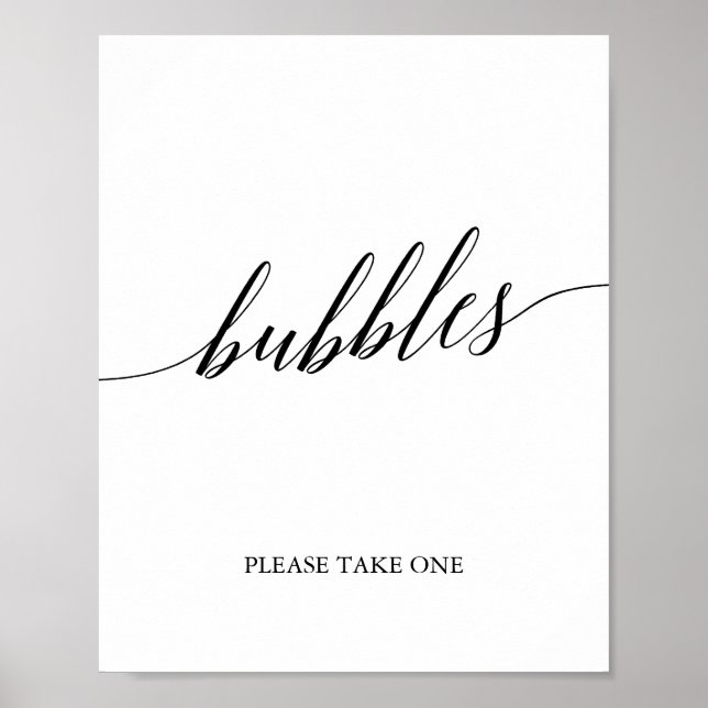 Elegantes Black Calligraphy Bubbles Zeichen Poster (Vorne)
