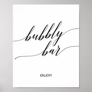 Elegantes Black Calligraphy Bubbly Bar Sign Poster