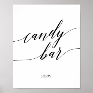 Elegantes Black Calligraphy Candy Bar Sign Poster