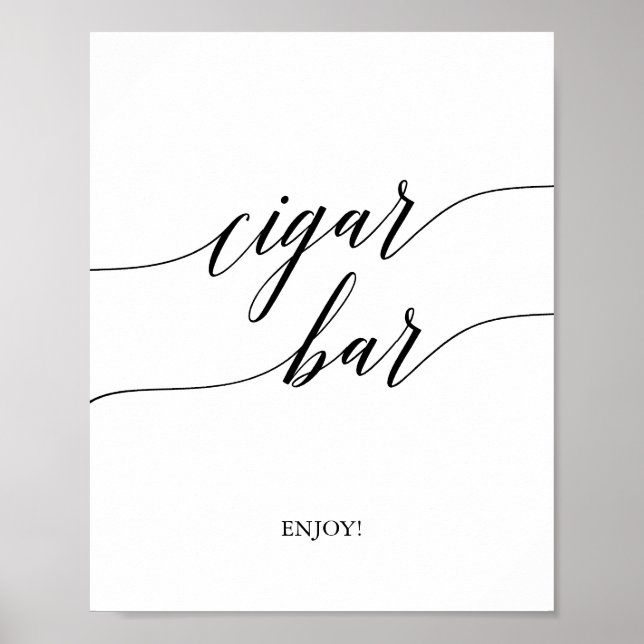 Elegantes Black Calligraphy Cigar Bar Sign Poster (Vorne)