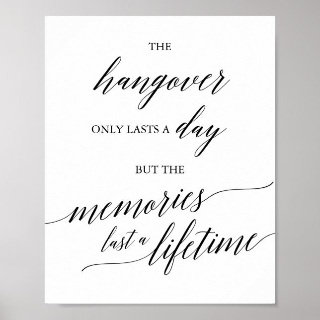 Elegantes Black Calligraphy Hangover & Erinnerunge Poster (Vorne)