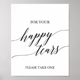 Elegantes Black Calligraphy Happy Tears Tissue Sig Poster