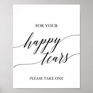 Elegantes Black Calligraphy Happy Tears Tissue Sig Poster