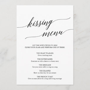 Elegantes Black Calligraphy Kissing Menu Einladung