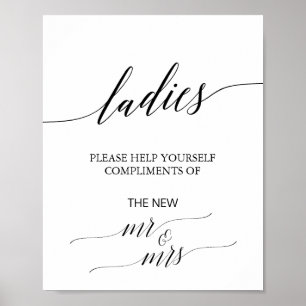 Elegantes Black Calligraphy Ladys Badezimmer-Zeich Poster