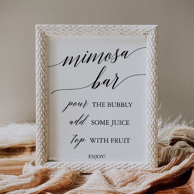 Elegantes Black Calligraphy Mimosa Bar Sign Poster (Von Creator hochgeladen)