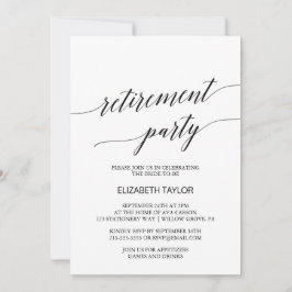 Elegantes Black Calligraphy Retirement Party Einladung