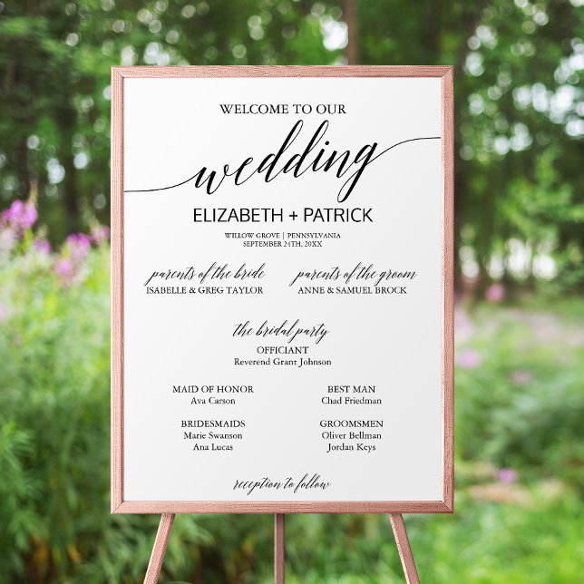 Elegantes Black Calligraphy Small Wedding Program Poster (Von Creator hochgeladen)