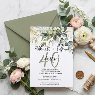 Elegantes Black Calligraphy Surprise Party Einladung