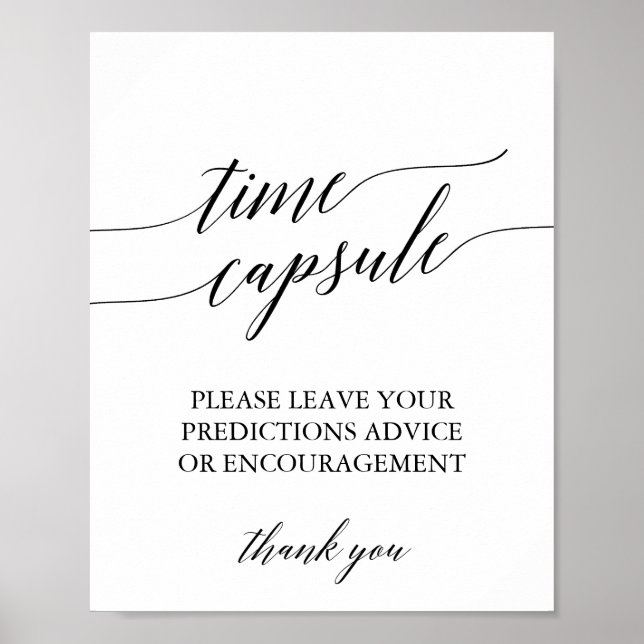 Elegantes Black Calligraphy Time Capsule Sign Poster (Vorne)