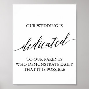Elegantes Black Calligraphy Wedding Dedication-Zei Poster