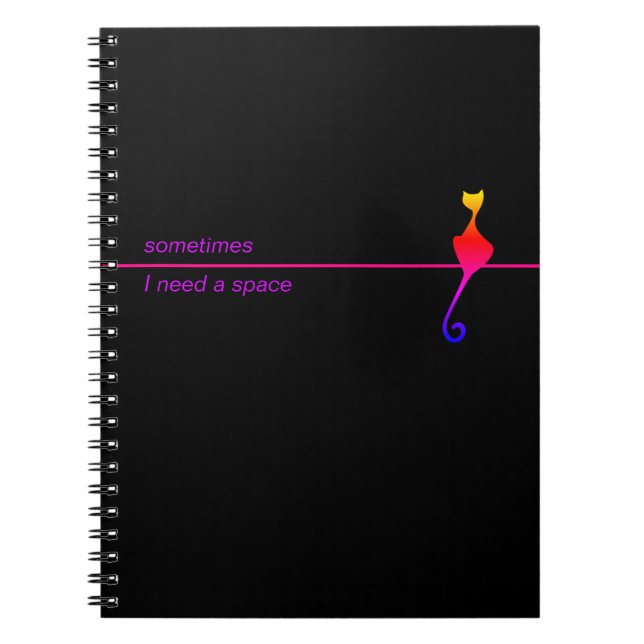 Elegantes Black Cat Illustration Art Notebook Notizblock (Vorderseite)