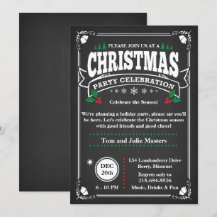 Elegantes Black Chalkboard Weihnachtsfest Party Einladung