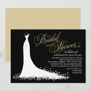 Elegantes Black Champagne Wedding Gown Brautparty Einladung