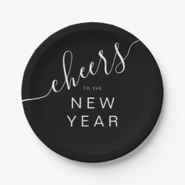 Elegantes Black Cheers New Year's Party Pappteller