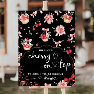 Elegantes Black Cherry Baby Dusche Begrüßungszeich Acrylschild