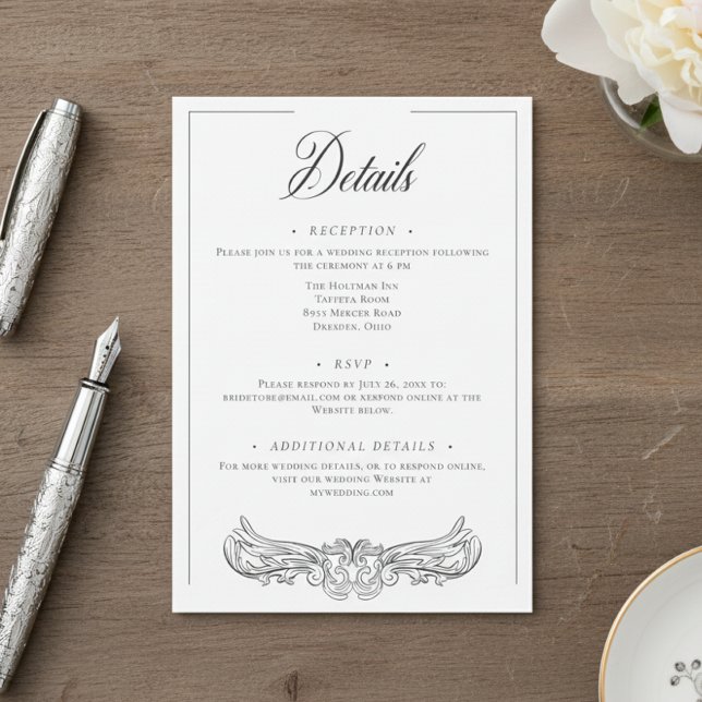 Elegantes Black Chinoiserie Bird Wappen Hochzeit Begleitkarte (Von Creator hochgeladen)