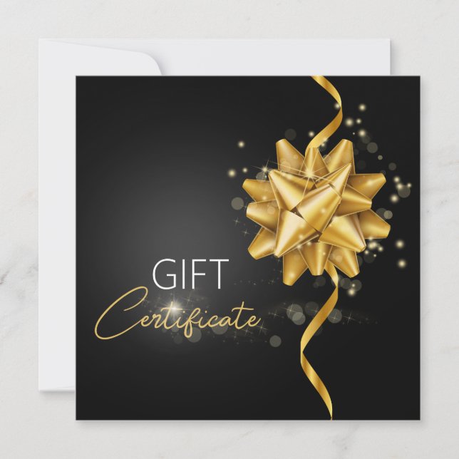 Elegantes Black Classy Luminous Gold Round Bow Ges (Vorderseite)