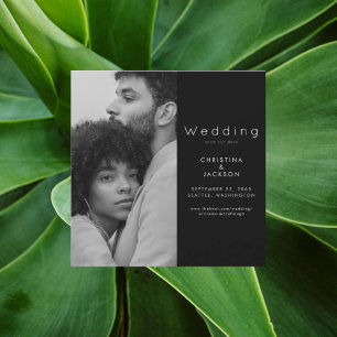 Elegantes Black Couple Foto Save the Date Magneteinladung