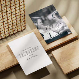 Elegantes Black Cursive Foto Hochzeit Dankeschön C Dankeskarte