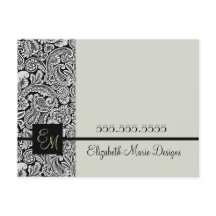 Elegantes Black Damask Mit Monogramm Geschäft