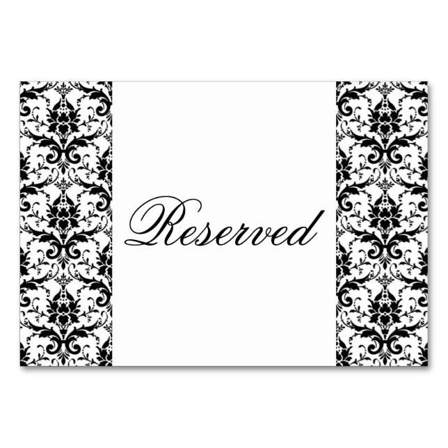 Elegantes Black Damask Muster Hochzeitsfeier Tischnummer (Vorderseite)