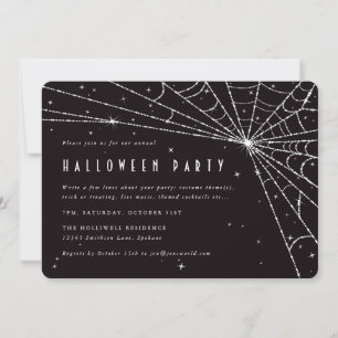 Elegantes Black Diamond Spider Web-Halloween-Party Einladung