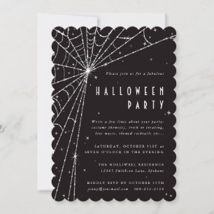 Elegantes Black Diamond Spider Web-Halloween-Party Einladung