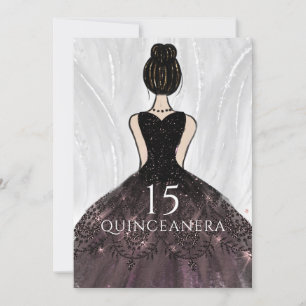 Elegantes Black Dress Gown Quinceanera Party Einladung
