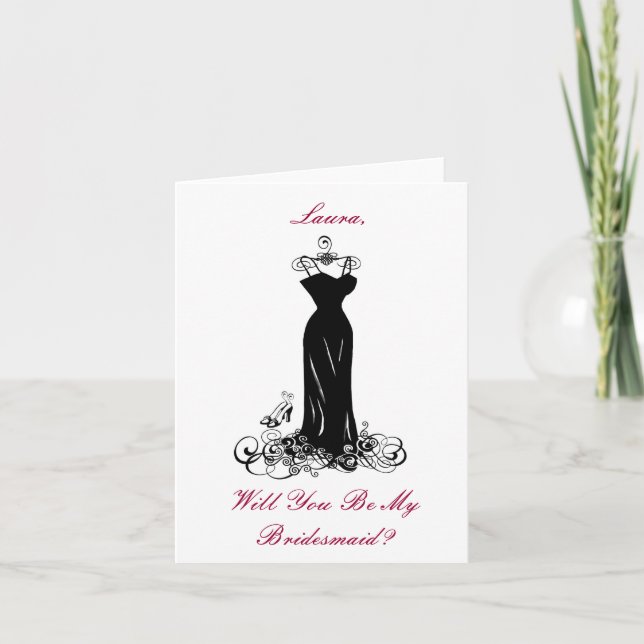 Elegantes Black Dress & Heelses - Bridesmaid Card Einladung (Vorderseite)