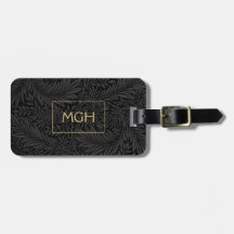 Elegantes Black Floral Gold Monogramm