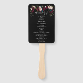 Elegantes Black Floral Wedding Program Set of Fans Fächer