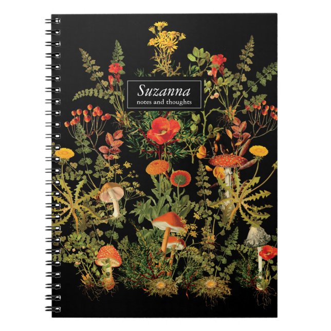 Elegantes Black Florals Botanicals Fall-Notebook Notizblock (Vorderseite)