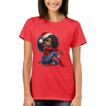 Elegantes Black Girl Weihnachts-T-Shirt — MaMuse H