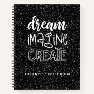 Elegantes Black Glitzer Artist Sketchbook Notizbuch
