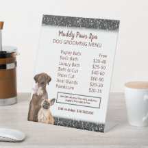 Elegantes Black Glitzer Dog Grooming Menu