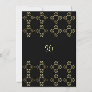 Elegantes Black Gold 30. Geburtstag Party Einladung